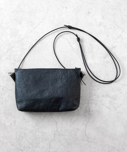 Senti(センティ)の「SENTI センティ / Dyneema(R) Leather 2WAY SACOCHE 超軽量ダイニーマレザー2WAYサコッシュ 牛革ショルダーバッグ / 3033(ショルダーバッグ・メンズ・ブラック系その他/ブラック・FREE)」の18枚目の写真