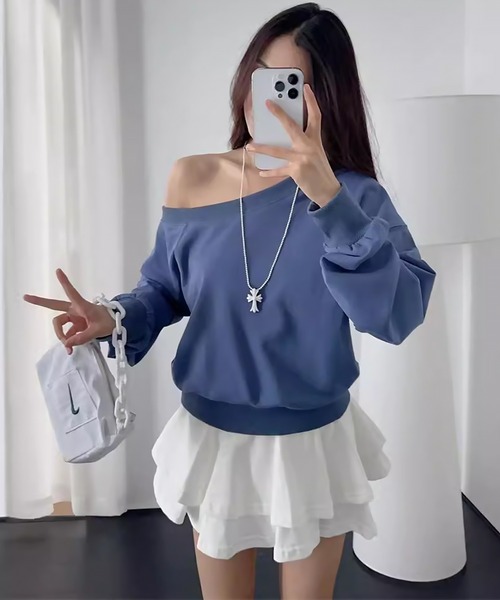 blackdia ocean(ブラックダイヤオーシャン)の「blackdia ocean ワンショルプルオーバースウェット(スウェット・レディース・ライトグレー/ホワイト/ピンク/ブルー/ブラック/ダークグレー・MEDIUM/SMALL)」の21枚目の写真