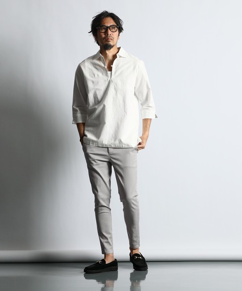 美品☆The DUFFER of ST.E 7分袖スキッパーシャツXL 美品☆The DUFFER of ST.E 7分袖スキッパーシャツXL 綿麻