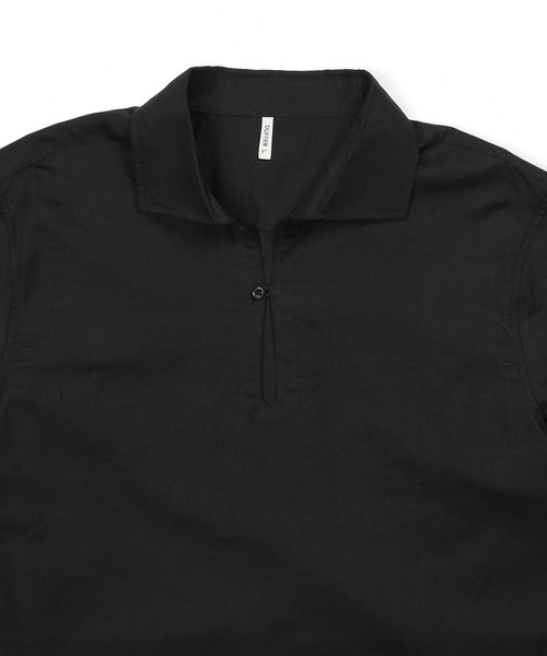 LINEN BLEND 3Q SKIPPER SHIRT：綿麻素材 7分袖 スキッパーシャツ