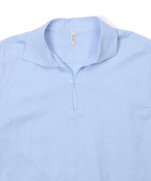 LINEN BLEND 3Q SKIPPER SHIRT：綿麻素材 7分袖 スキッパー