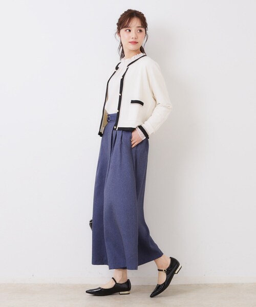 couture brooch(クチュールブローチ)の「【きれいめ・通勤・初夏まで着られる】配色ラメカーディガン(カーディガン/ボレロ・レディース・ブラック/アイボリー/ベージュ・42/36/38/40)」の12枚目の写真