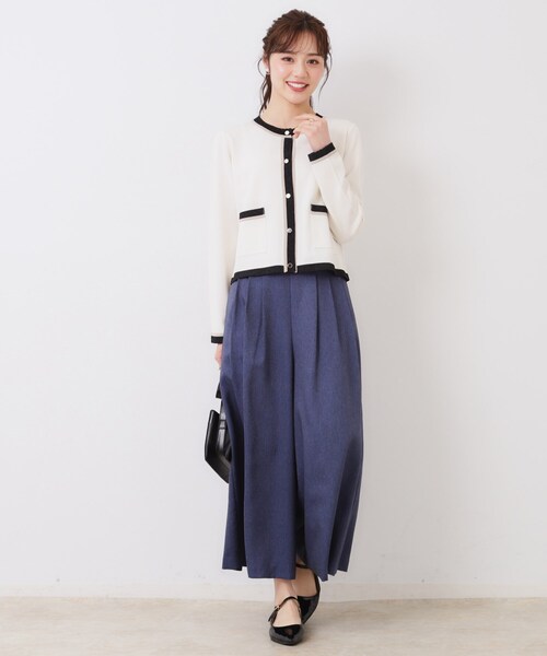 couture brooch(クチュールブローチ)の「【きれいめ・通勤・初夏まで着られる】配色ラメカーディガン(カーディガン/ボレロ・レディース・ブラック/アイボリー/ベージュ・42/36/38/40)」の14枚目の写真