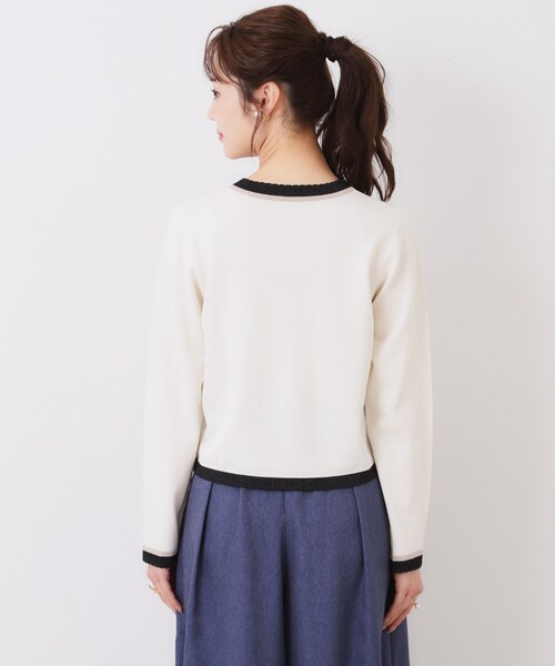 couture brooch(クチュールブローチ)の「【きれいめ・通勤・初夏まで着られる】配色ラメカーディガン(カーディガン/ボレロ・レディース・ブラック/アイボリー/ベージュ・42/36/38/40)」の8枚目の写真