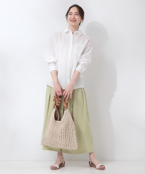 SHOO・LA・RUE（シューラルー）の「【洗える/S-LL/UV/吸水速乾】洗濯後しわになりにくいリネンブレンドシャツ（シャツ/ブラウス・レディース・ホワイト/ピンク系/ライトイエロー系/ブルー系7/ブラウン系/グリーン系3・04/01/03/02）」の17枚目の写真