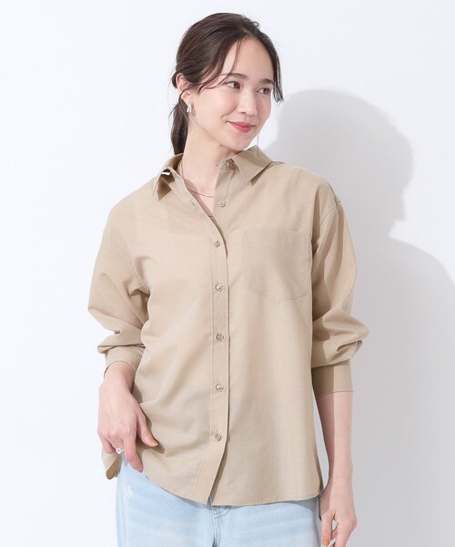 SHOO・LA・RUE（シューラルー）の「【洗える/S-LL/UV/吸水速乾】洗濯後しわになりにくいリネンブレンドシャツ（シャツ/ブラウス・レディース・ホワイト/ピンク系/ライトイエロー系/ブルー系7/ブラウン系/グリーン系3・04/01/03/02）」の19枚目の写真