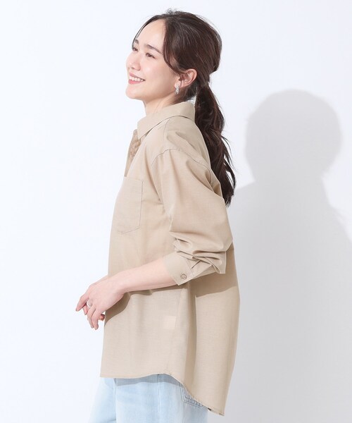 SHOO・LA・RUE（シューラルー）の「【洗える/S-LL/UV/吸水速乾】洗濯後しわになりにくいリネンブレンドシャツ（シャツ/ブラウス・レディース・ホワイト/ピンク系/ライトイエロー系/ブルー系7/ブラウン系/グリーン系3・04/01/03/02）」の20枚目の写真