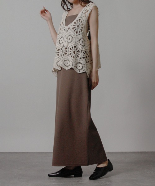 Social GIRL（ソーシャルガール）の「クロシェ編みベスト かぎ針ビスチェ（ベスト・レディース・ブラック/アイボリー/モカ・M）」の11枚目の写真