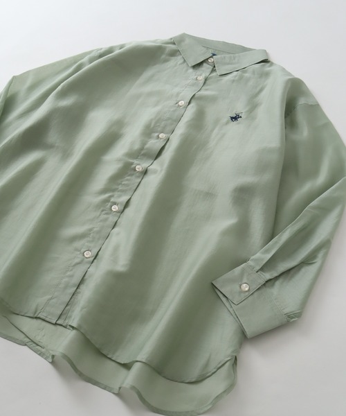 BEVERLY HILLS POLO CLUB（ビバリーヒルズポロクラブ）の「【Beverly Hills Polo Club/ビバリーヒルズポロクラブ】 ワンポイント シア―ロングスリーブシャツ（シャツ/ブラウス・レディース・ホワイト系その他/ピンク/グリーン系その他/ミント/グレー/オフホワイト・M）」の10枚目の写真