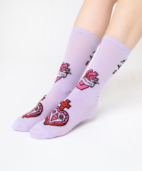 RNA（アールエヌエー）の「E5106 アップルモチーフソックス（ソックス/靴下・レディース・ラベンダー/ホワイト/ブラック・FREE）」の3枚目の写真
