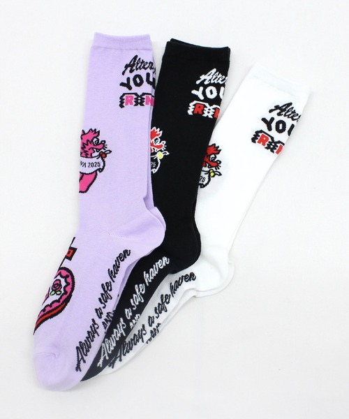 RNA（アールエヌエー）の「E5106 アップルモチーフソックス（ソックス/靴下・レディース・ラベンダー/ホワイト/ブラック・FREE）」の9枚目の写真