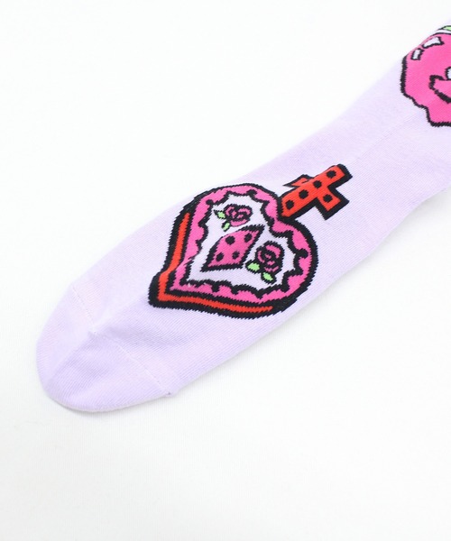 RNA（アールエヌエー）の「E5106 アップルモチーフソックス（ソックス/靴下・レディース・ラベンダー/ホワイト/ブラック・FREE）」の4枚目の写真