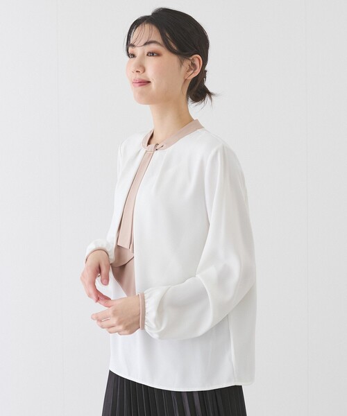 Jayro(ジャイロ)の「配色ボウタイブラウス(シャツ/ブラウス・レディース・ホワイト系その他/ブルー/ネイビー・M)」の5枚目の写真