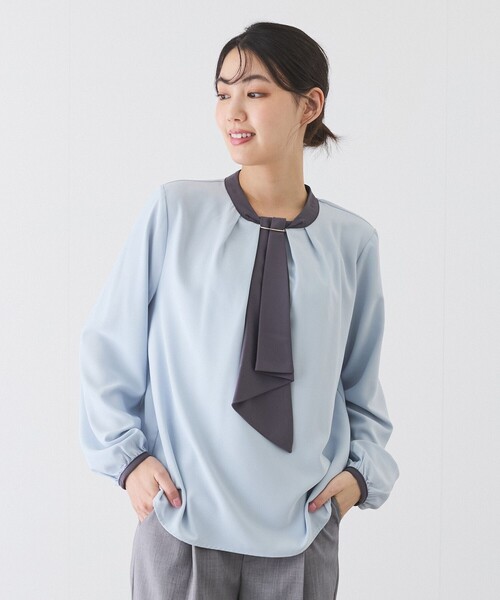 Jayro(ジャイロ)の「配色ボウタイブラウス(シャツ/ブラウス・レディース・ホワイト系その他/ブルー/ネイビー・M)」の10枚目の写真