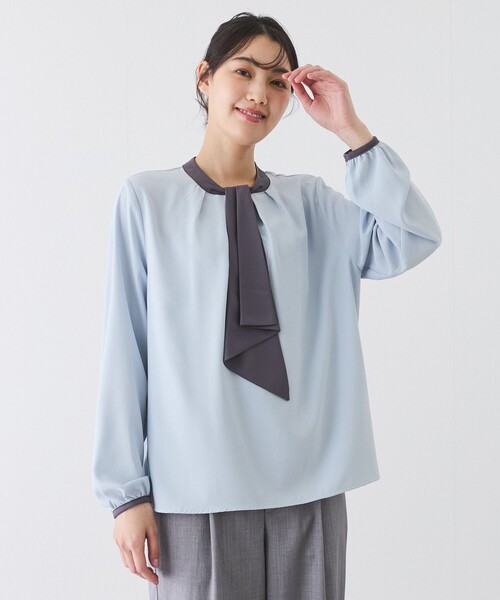 Jayro(ジャイロ)の「配色ボウタイブラウス(シャツ/ブラウス・レディース・ホワイト系その他/ブルー/ネイビー・M)」の13枚目の写真
