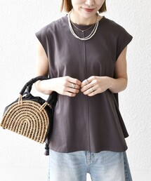 SHIPS any:〈接触冷感/汗染み防止加工/洗濯機可能〉Aライン フレンチスリーブ TEE