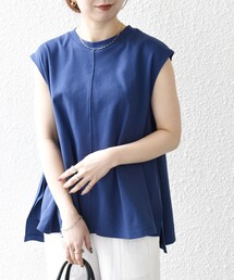 SHIPS any:〈接触冷感/汗染み防止加工/洗濯機可能〉Aライン フレンチスリーブ TEE