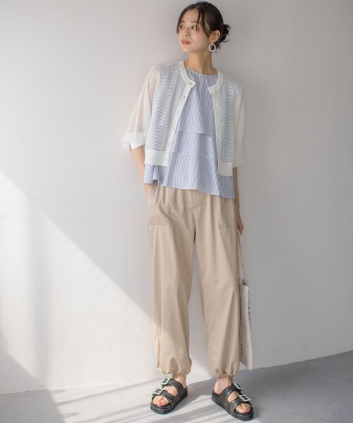 組曲 S(クミキョク チイサイサイズ)の「メッシュニット カーディガン(カーディガン/ボレロ・レディース・アイボリー系/ネイビー系・S2)」の7枚目の写真