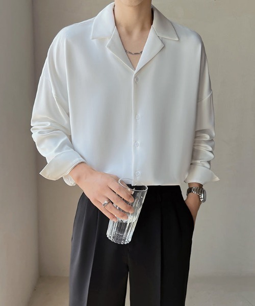 Otte(オッテ)の「ベーシックライトサテンシャツ(シャツ/ブラウス・メンズ・ホワイト/ブラック/ブラウン・MEDIUM/LARGE/X-LARGE/XX-LARGE)」の5枚目の写真