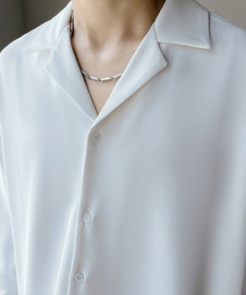 Otte(オッテ)の「ベーシックライトサテンシャツ(シャツ/ブラウス・メンズ・ホワイト/ブラック/ブラウン・MEDIUM/LARGE/X-LARGE/XX-LARGE)」の7枚目の写真