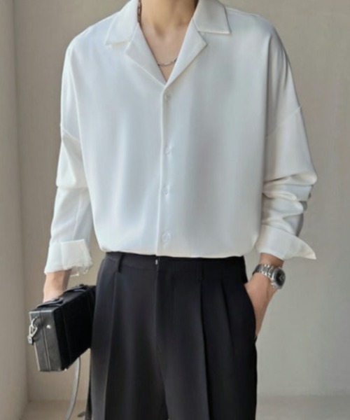 Otte(オッテ)の「ベーシックライトサテンシャツ(シャツ/ブラウス・メンズ・ホワイト/ブラック/ブラウン・MEDIUM/LARGE/X-LARGE/XX-LARGE)」の6枚目の写真