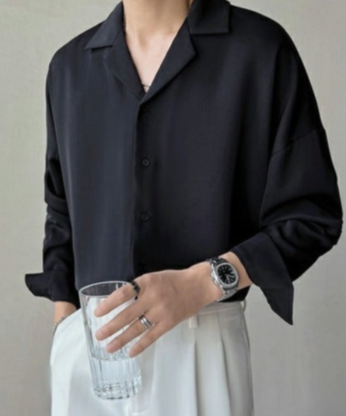 Otte(オッテ)の「ベーシックライトサテンシャツ(シャツ/ブラウス・メンズ・ホワイト/ブラック/ブラウン・MEDIUM/LARGE/X-LARGE/XX-LARGE)」の9枚目の写真