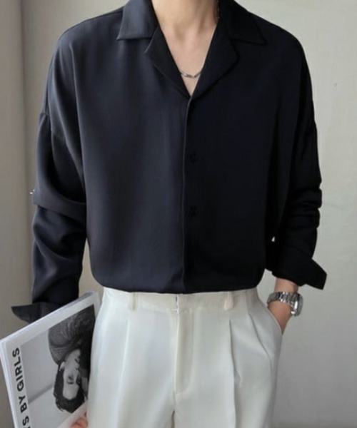 Otte(オッテ)の「ベーシックライトサテンシャツ(シャツ/ブラウス・メンズ・ホワイト/ブラック/ブラウン・MEDIUM/LARGE/X-LARGE/XX-LARGE)」の10枚目の写真