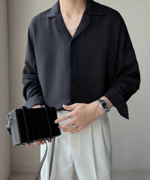Otte(オッテ)の「ベーシックライトサテンシャツ(シャツ/ブラウス・メンズ・ホワイト/ブラック/ブラウン・MEDIUM/LARGE/X-LARGE/XX-LARGE)」の12枚目の写真