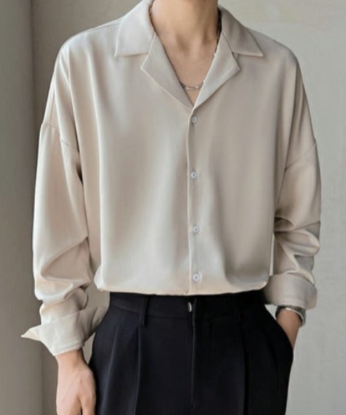 Otte(オッテ)の「ベーシックライトサテンシャツ(シャツ/ブラウス・メンズ・ホワイト/ブラック/ブラウン・MEDIUM/LARGE/X-LARGE/XX-LARGE)」の13枚目の写真
