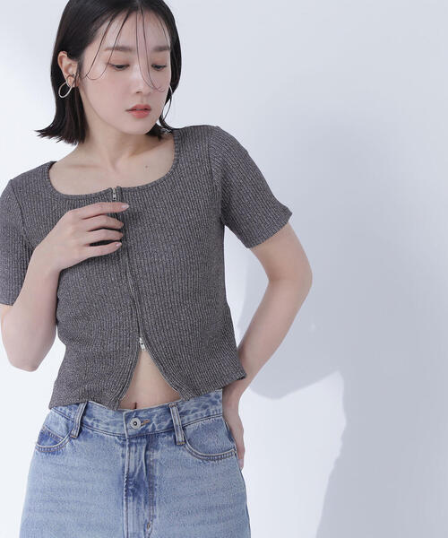 トップス n セール】◇コンパクトジップトップス（Tシャツ/カットソー