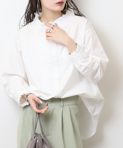ubasoku(ウバソク)の「60タイプライター衿・カウスフリル長袖ブラウス(シャツ/ブラウス・レディース・ベージュ/ホワイト/ピンク・FREE)」の2枚目の写真