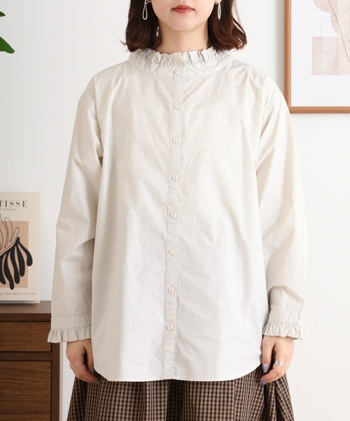 ubasoku(ウバソク)の「60タイプライター衿・カウスフリル長袖ブラウス(シャツ/ブラウス・レディース・ベージュ/ホワイト/ピンク・FREE)」の12枚目の写真