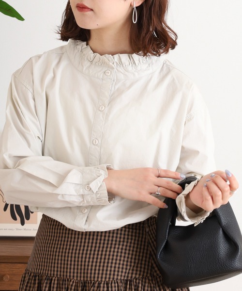 ubasoku(ウバソク)の「60タイプライター衿・カウスフリル長袖ブラウス(シャツ/ブラウス・レディース・ベージュ/ホワイト/ピンク・FREE)」の5枚目の写真