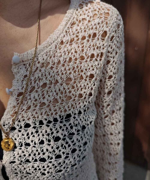 esutoreja（エストレジャ）の「スラブメッシュカーディガン（カーディガン/ボレロ・レディース・ブラック/ライム/カーキ・FREE）」の17枚目の写真