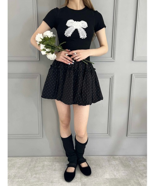 PHILLY（フィリー）の「【プチプラ￥2199★】リボンワッペンコンパクトT（Tシャツ/カットソー・レディース・グレー/ブラック・FREE）」の6枚目の写真