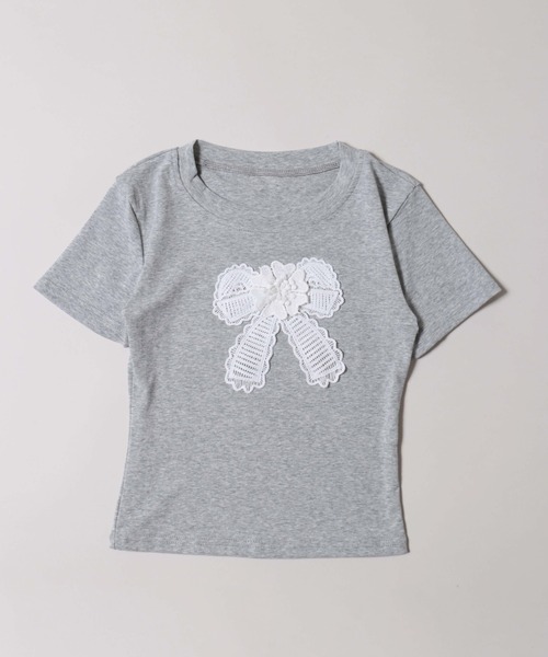 PHILLY（フィリー）の「【プチプラ￥2199★】リボンワッペンコンパクトT（Tシャツ/カットソー・レディース・グレー/ブラック・FREE）」の11枚目の写真