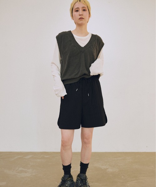 lit（リット）の「Piping Easy Short Pants（その他パンツ・レディース・ブラック/ワイン/ベージュ・FREE）」の2枚目の写真