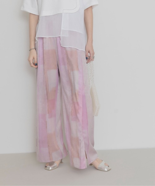 Eimee Law（エイミーロウ）の「水彩ptタックスリットパンツ（その他パンツ・レディース・ピンク/ブラウン/グリーン・FREE）」の18枚目の写真