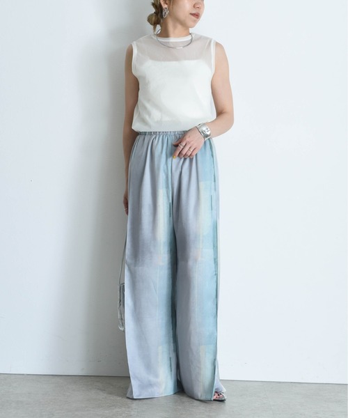 Eimee Law（エイミーロウ）の「水彩ptタックスリットパンツ（その他パンツ・レディース・ピンク/ブラウン/グリーン・FREE）」の4枚目の写真