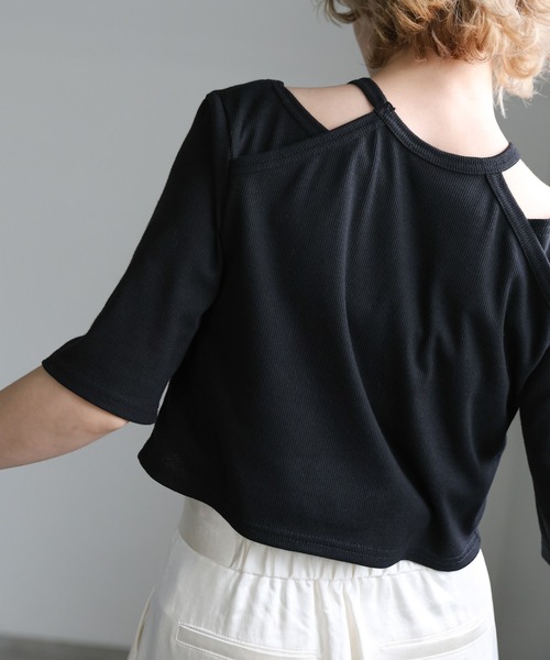 select MOCA(セレクトモカ)の「アメスリドッキングリブトップス(Tシャツ/カットソー・レディース・ブラック/グレー/オフホワイト・FREE)」の12枚目の写真