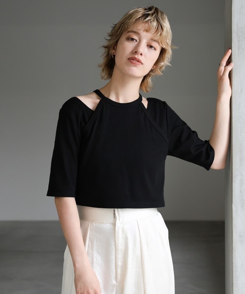 select MOCA(セレクトモカ)の「アメスリドッキングリブトップス(Tシャツ/カットソー・レディース・ブラック/グレー/オフホワイト・FREE)」の17枚目の写真