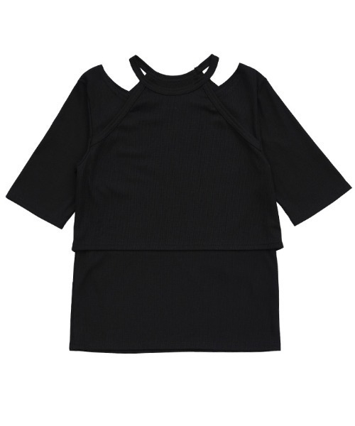 select MOCA(セレクトモカ)の「アメスリドッキングリブトップス(Tシャツ/カットソー・レディース・ブラック/グレー/オフホワイト・FREE)」の8枚目の写真