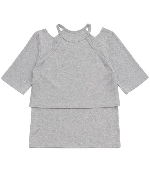 select MOCA(セレクトモカ)の「アメスリドッキングリブトップス(Tシャツ/カットソー・レディース・ブラック/グレー/オフホワイト・FREE)」の9枚目の写真