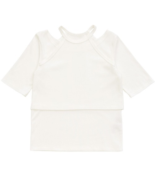select MOCA(セレクトモカ)の「アメスリドッキングリブトップス(Tシャツ/カットソー・レディース・ブラック/グレー/オフホワイト・FREE)」の10枚目の写真