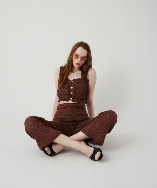 ME COUTURE(ミークチュール)の「レースセパレートオールインワン(つなぎ/オールインワン・レディース・オフホワイト/ブラウン・0/1)」の1枚目の写真