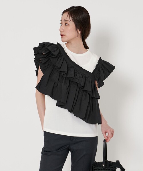 新品タグ付　UNITED ARROWS プリーツフリル コンビ カットソー　完売 セール】プリーツフリル コンビ カットソー（Tシャツ/カットソー