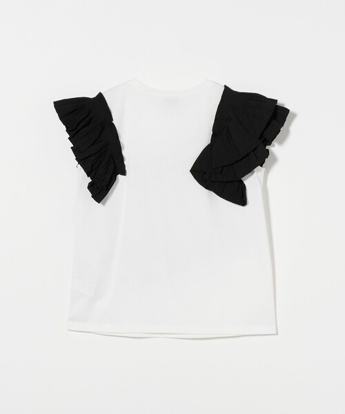 UNITED ARROWS｜プリーツフリル コンビ カットソー BLK