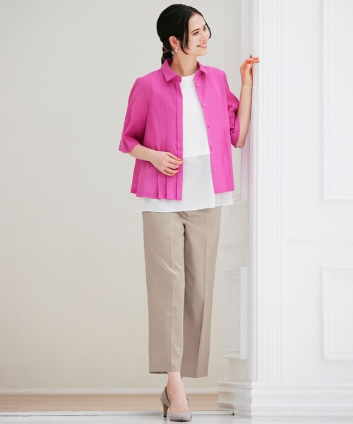 amaca(アマカ)の「コンパクトサテン ドロストパンツ(その他パンツ・レディース・ネイビー/ベージュ・38/40)」の3枚目の写真