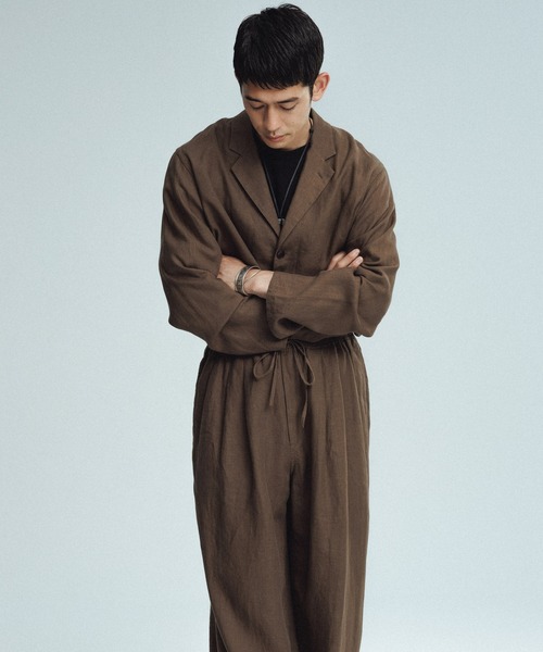 ADAM ET ROPE'(アダムエロペ)の「ボックスシルエット リネン シャツ ジャケット / セットアップ可能(テーラードジャケット・メンズ・ブラック/カーキ/ネイビー・M/L)」の21枚目の写真