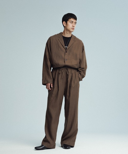 ADAM ET ROPE'(アダムエロペ)の「ボックスシルエット リネン シャツ ジャケット / セットアップ可能(テーラードジャケット・メンズ・ブラック/カーキ/ネイビー・M/L)」の18枚目の写真